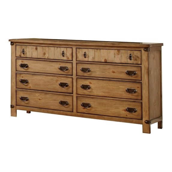 Furniture of America Sesco Cottage Wood 8-Drawer Dresser in Brown Elm