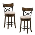 thumbnail image 1 of Furniture of America Shae Wood Swivel 24" Barstool in Live Edge Oak (Set of 2), 1 of 7