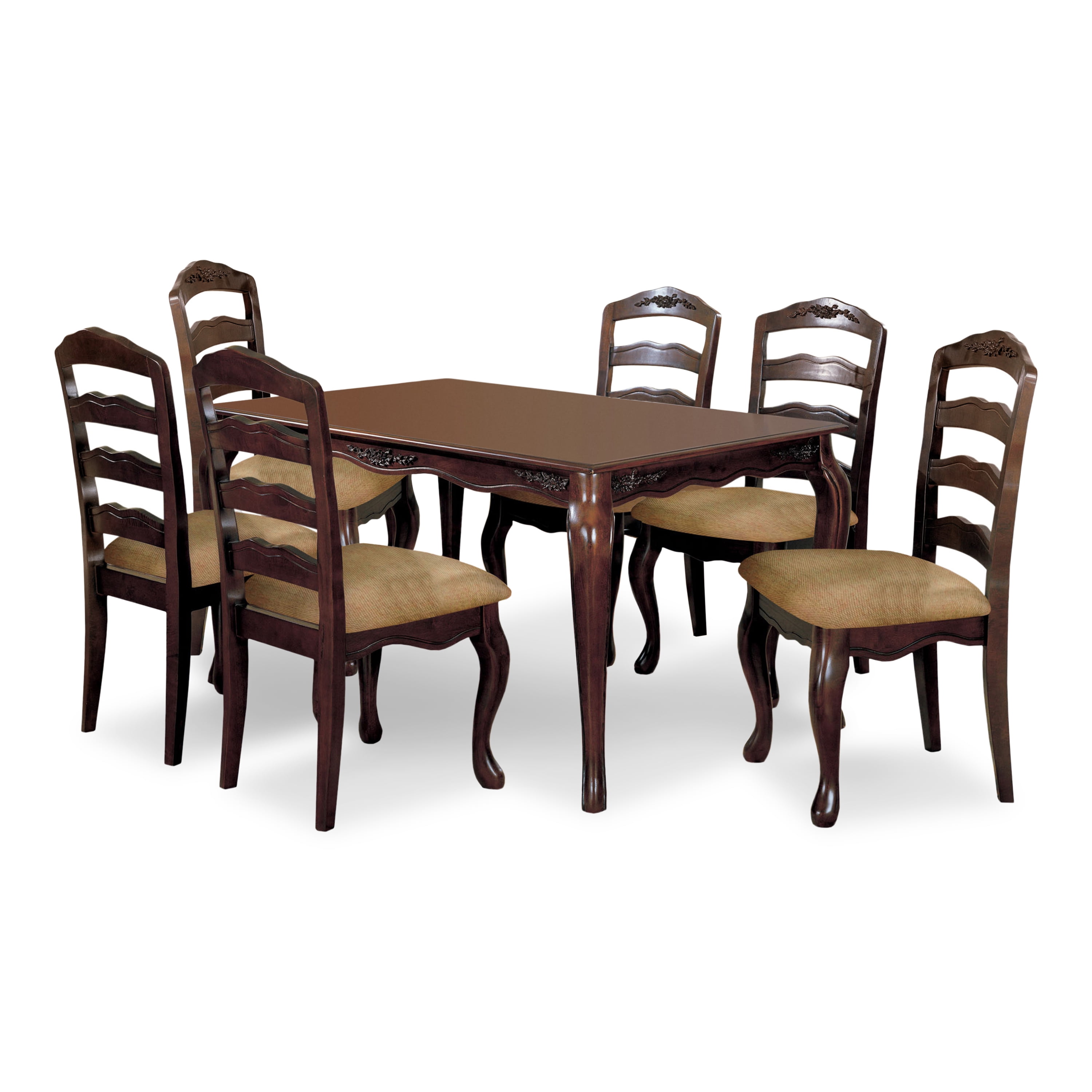 Dark wood 6 seater best sale dining table