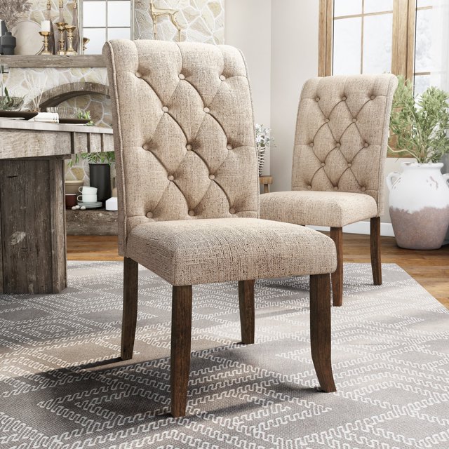 Furniture of America Sheila Farmhouse Tufted Fabric Dining Chairs (Set