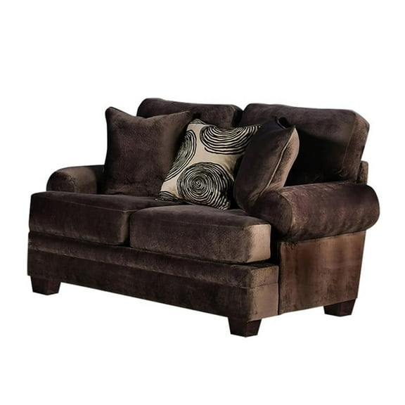 Furniture of America Sheryl Transitional Microfiber Loveseat in Brown