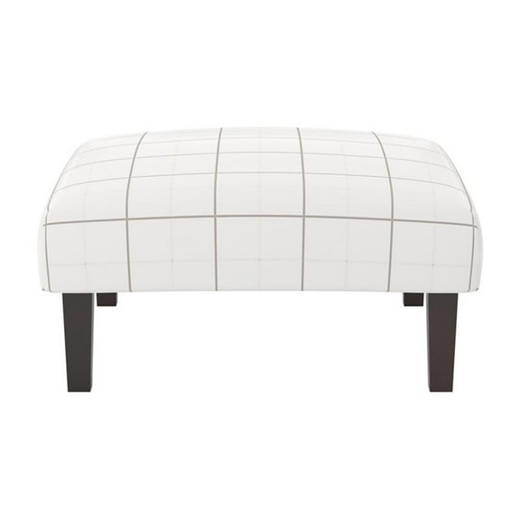 Furniture of America Shila Fabric Coffee Table Ottoman in White and Gray