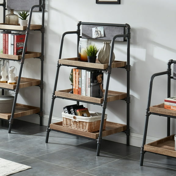 Furniture of America Siff 3-Shelf Bookcase, Sand Black