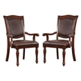 thumbnail image 1 of Furniture of America Simmons Wood Dining Arm Chair in Brown Cherry (Set of 2), 1 of 6