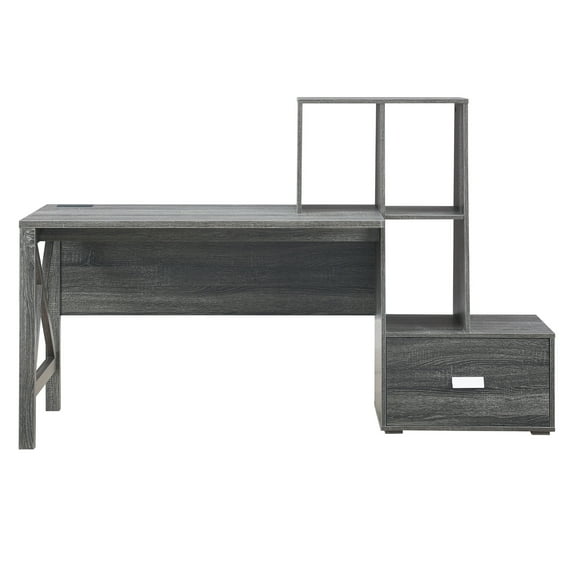 Furniture of America Sinclar 70-inch Desk with USB Port, Distressed Gray