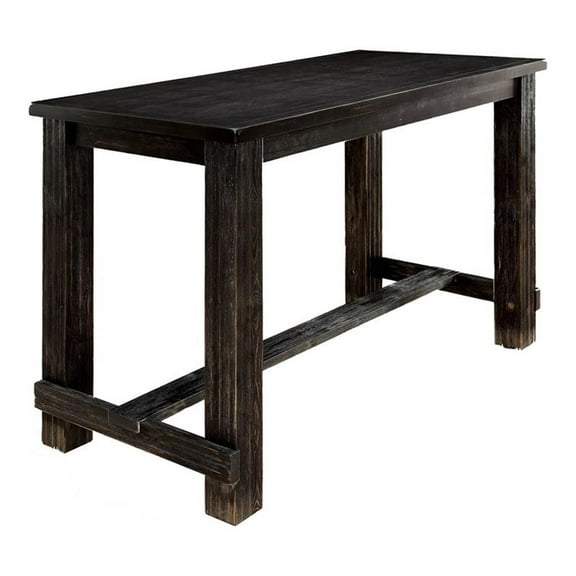Furniture of America Sinuata Rustic Wood Pub Table in Antique Black