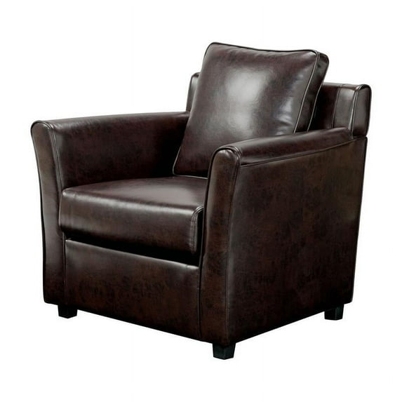 Furniture of America Skegness Faux Leather Upholstered Accent Chair in Brown