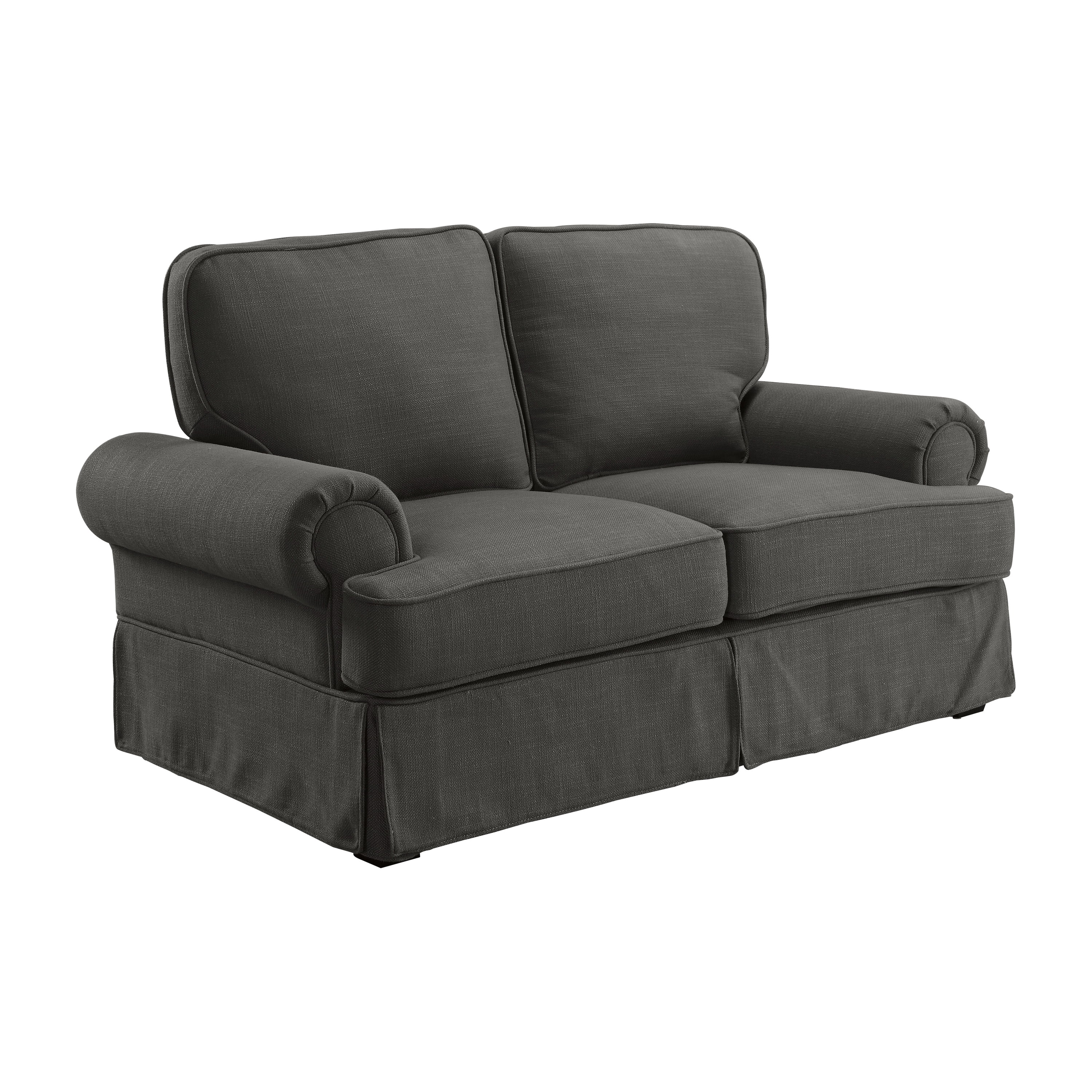 Furniture of America Skirted Transitional Fabric Garden Loveseat, Gray