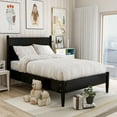 thumbnail image 1 of Furniture of America Solid Wood Full Platform Bed with 8-Inch Memory Foad Mattress, Black, 1 of 10