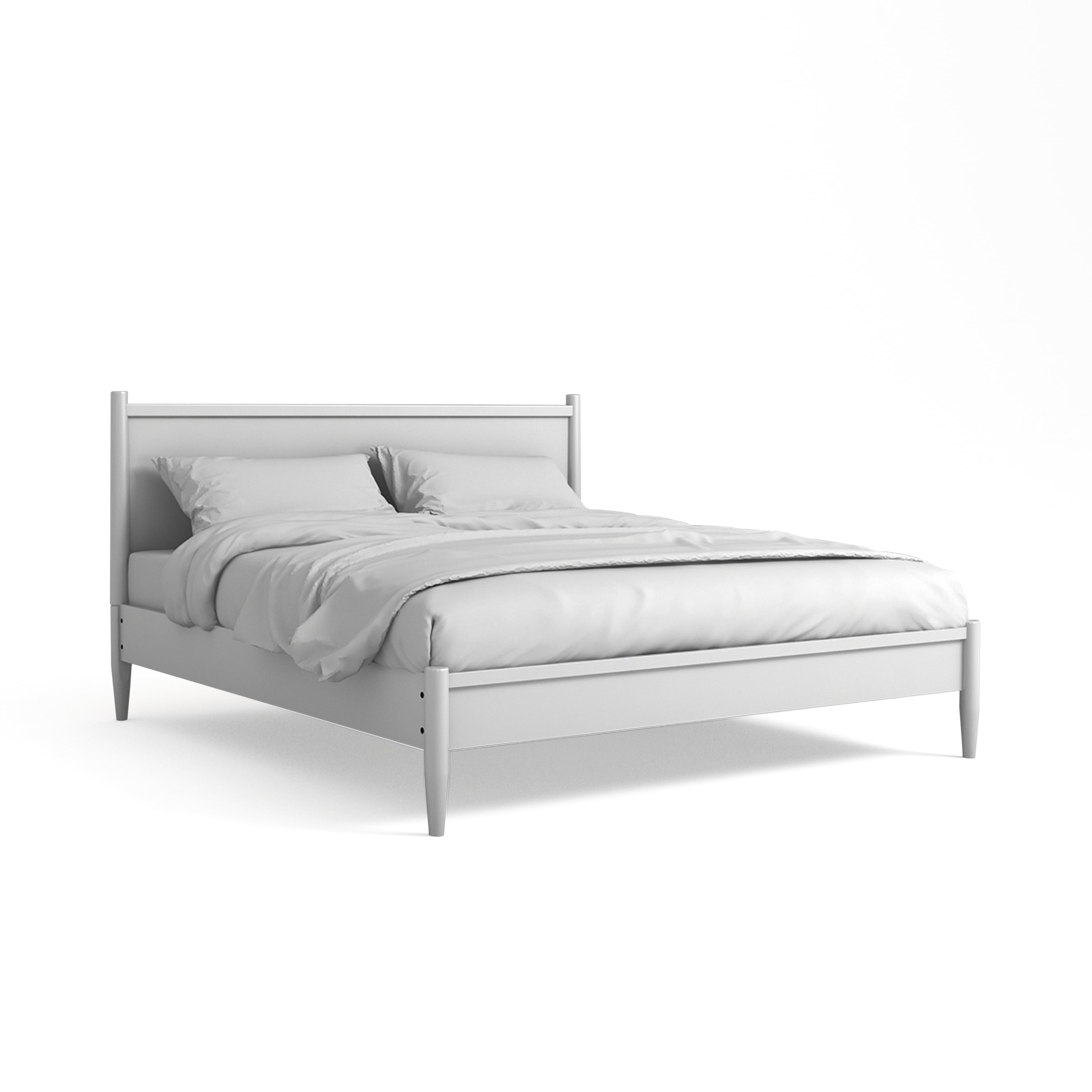 Furniture of America Solid Wood King Platform Bed with 12-Inch Memory Foam Mattress, White