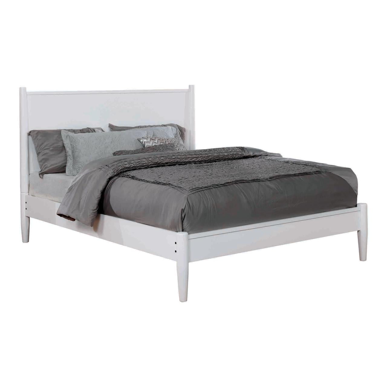 Furniture of America Solid Wood King Platform Bed with 8-Inch Memory Foam Mattress, White
