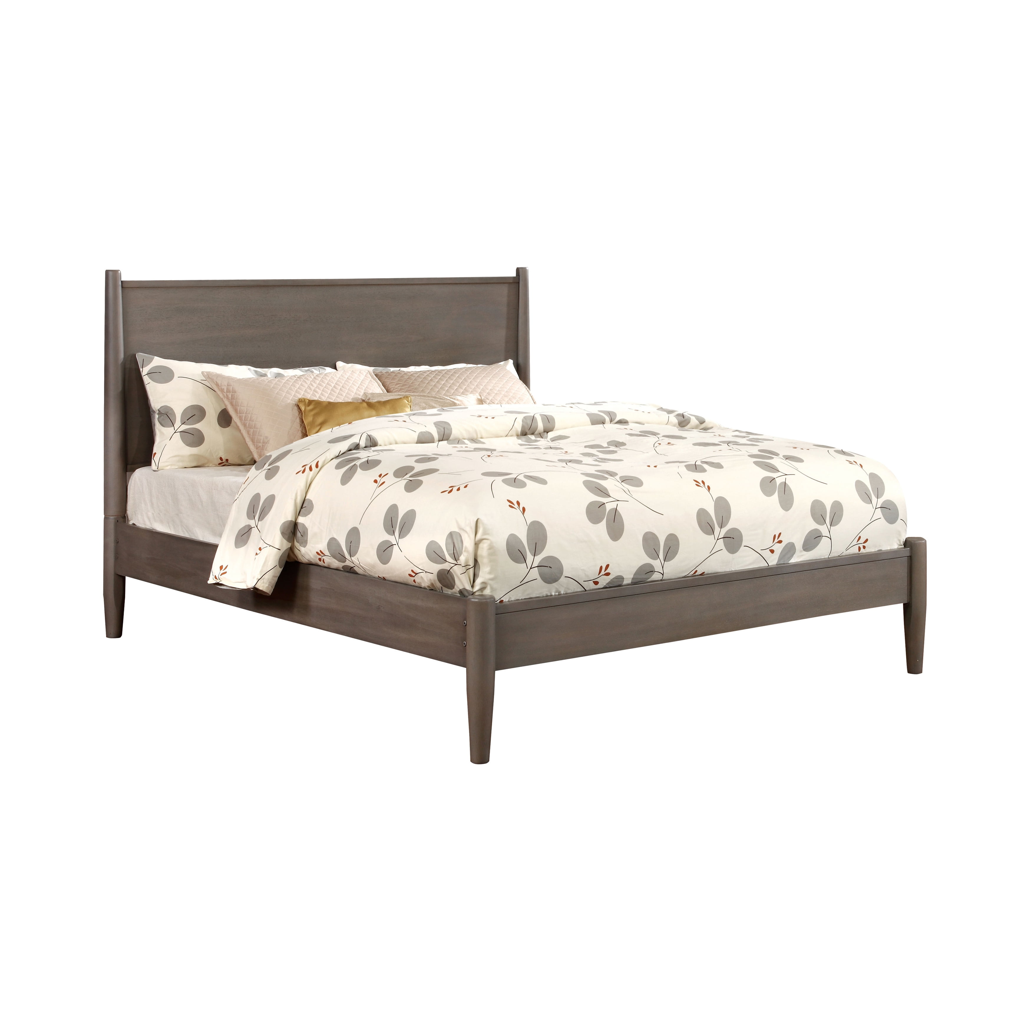 Furniture of America Solid Wood Queen Platform Bed with 12-Inch Memory Foam Mattress, Gray