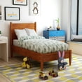 thumbnail image 1 of Furniture of America Solid Wood Twin Platform Bed with 10-Inch Memory Foam Mattress, Oak, 1 of 10