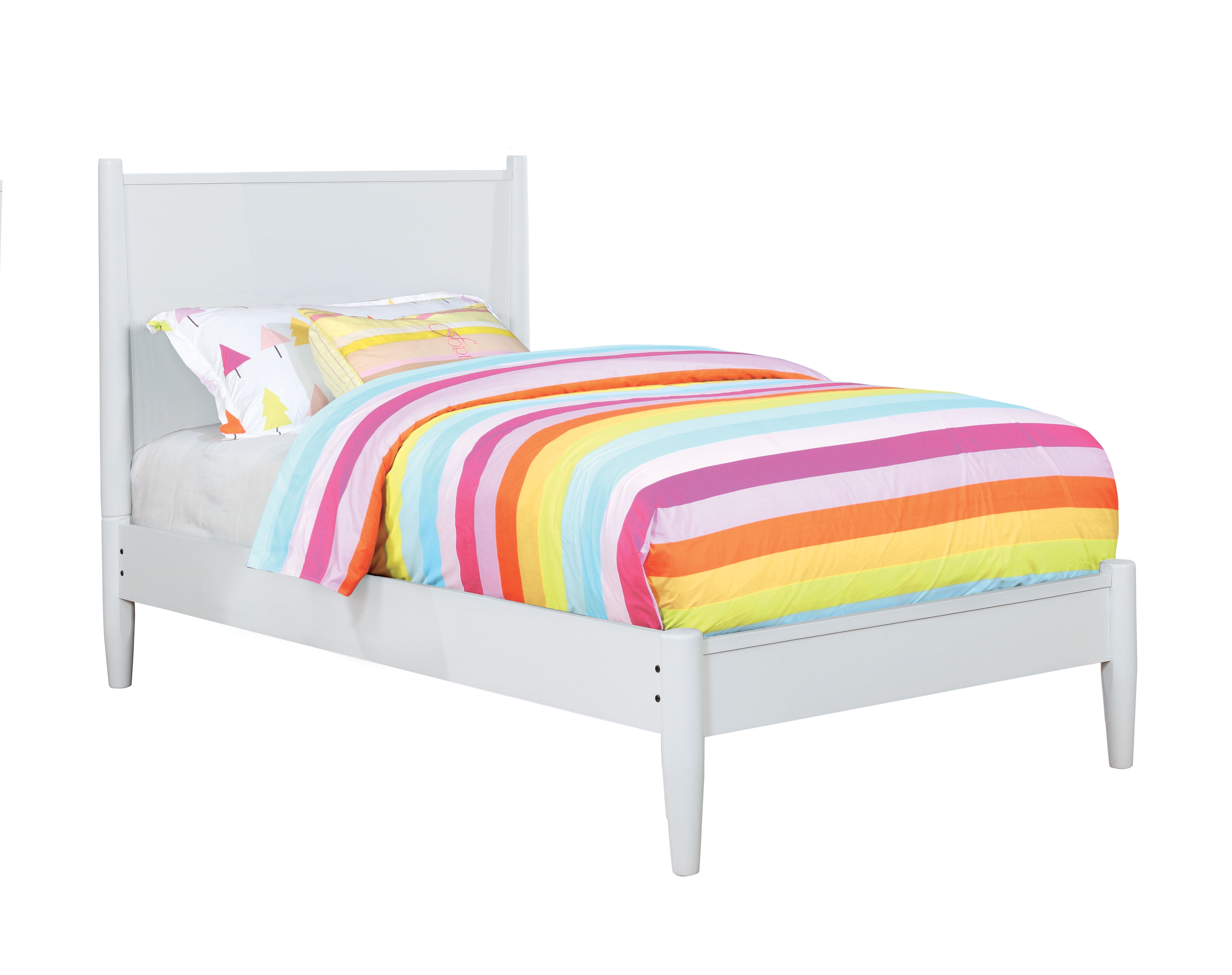 Furniture of America Solid Wood Twin Platform Bed with 8-Inch Memory Foam Mattress, White