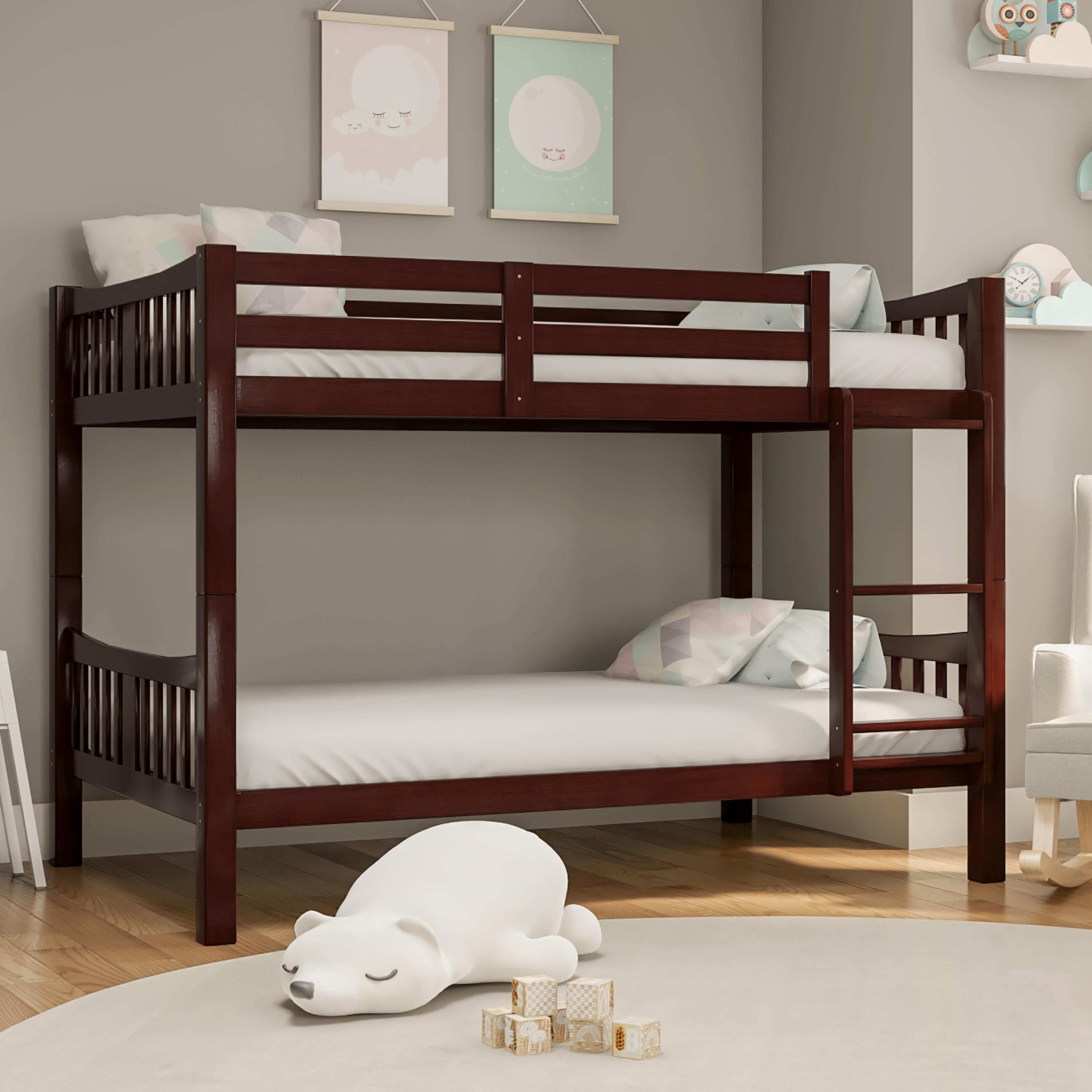 Furniture of America Sophie Wood Bunk Bed, Full/Full, Dark Walnut