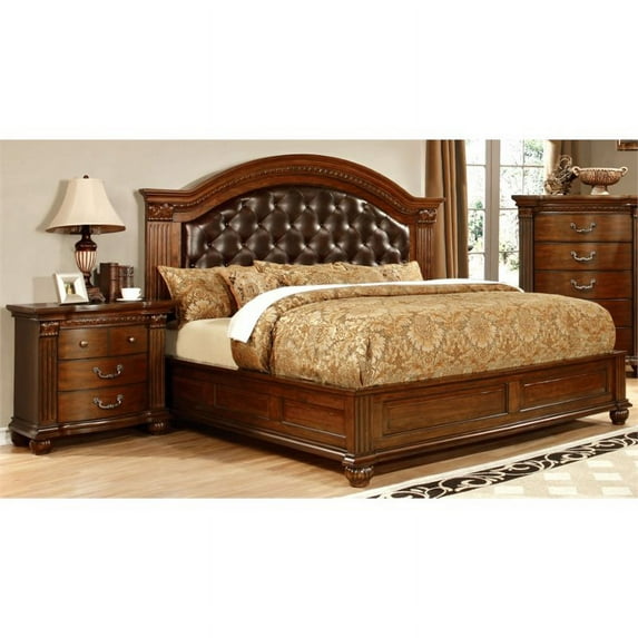 Furniture of America Sorella 2-Piece King Panel Bedroom Set in Cherry