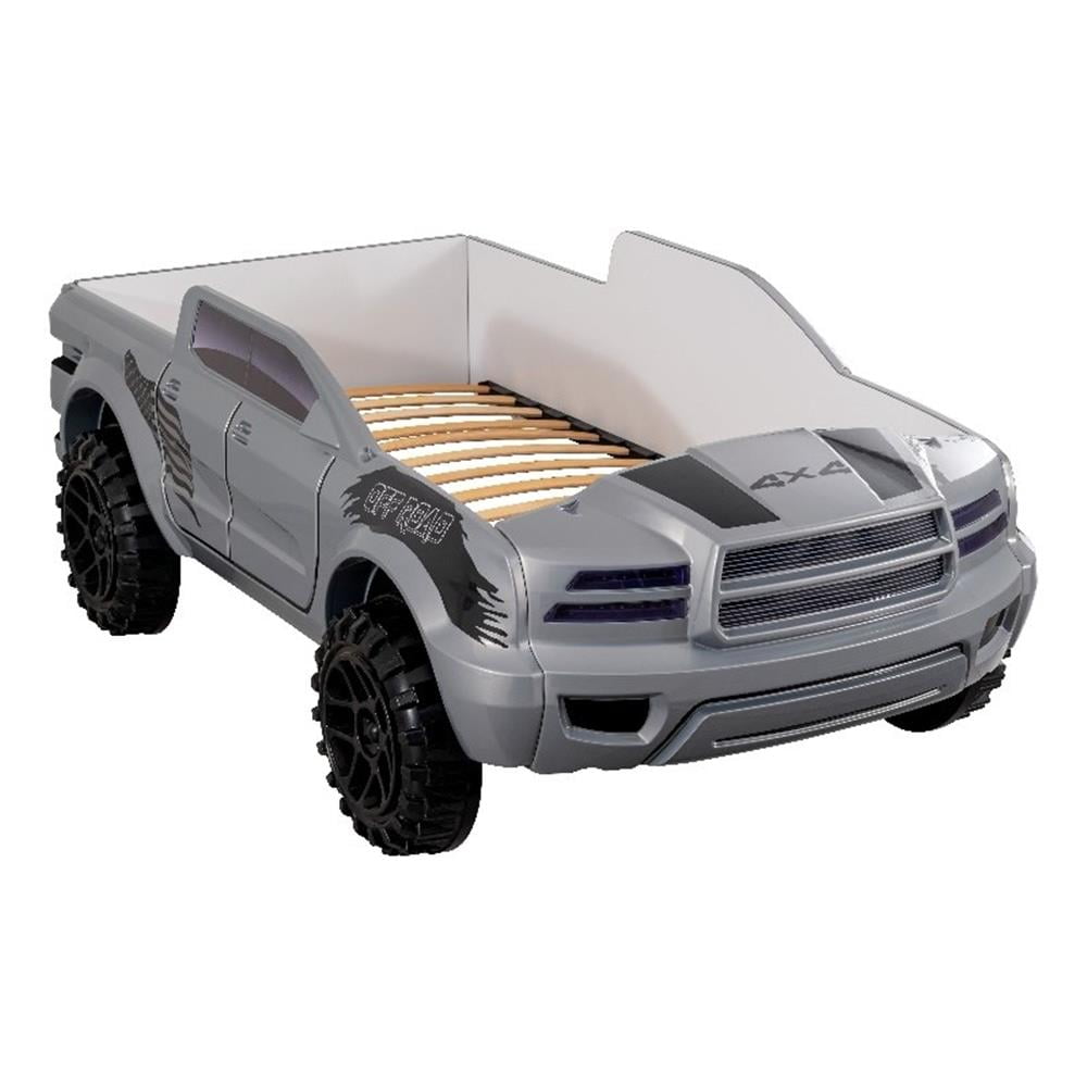 Furniture of America Spela Off-Road Truck Twin Wood Bed in Gray