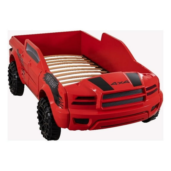Furniture of America Spela Off-Road Truck Twin Wood Bed in Red