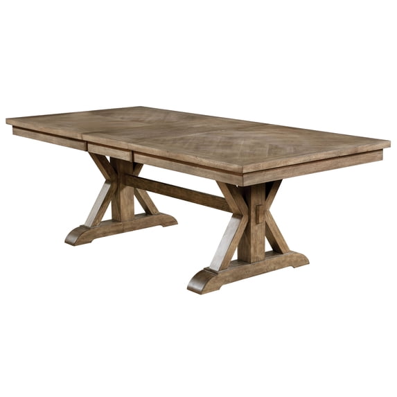 Furniture of America Stanley Rustic Extendable Dining Table, Light Oak