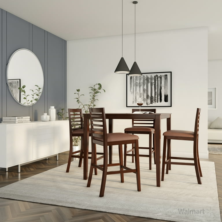 Furniture of America Stela 5 Piece Counter Height Dining Set Espresso Walmart