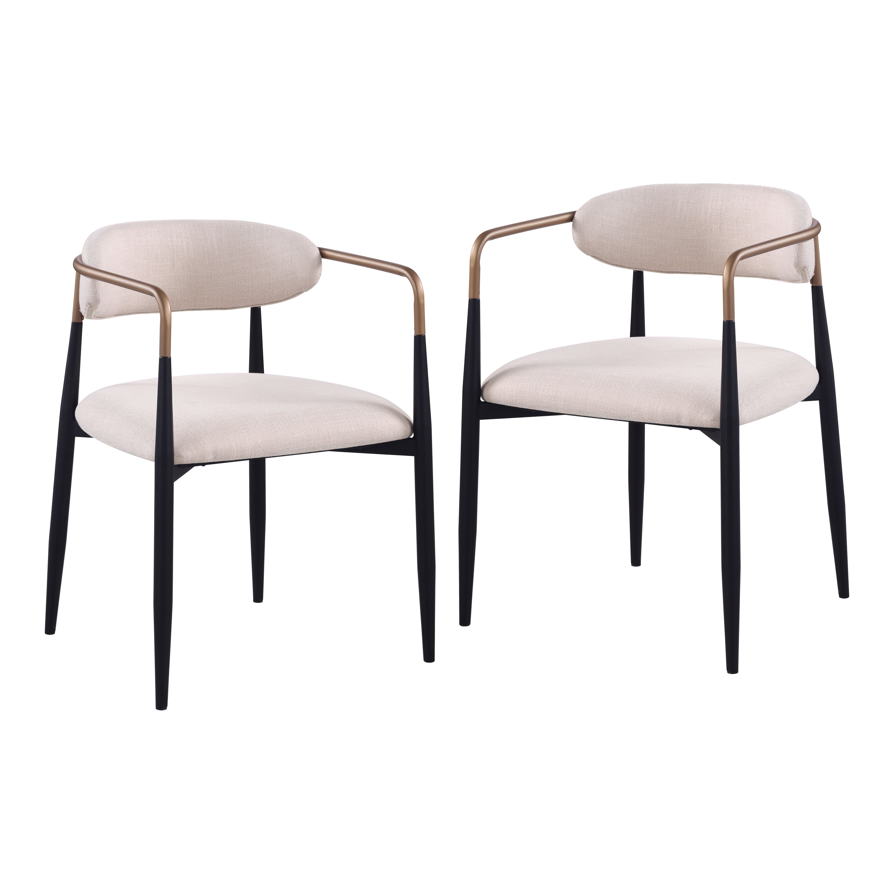 Furniture of America Stella Modern Upholstered Dining Chairs, Natural (Set of 2)