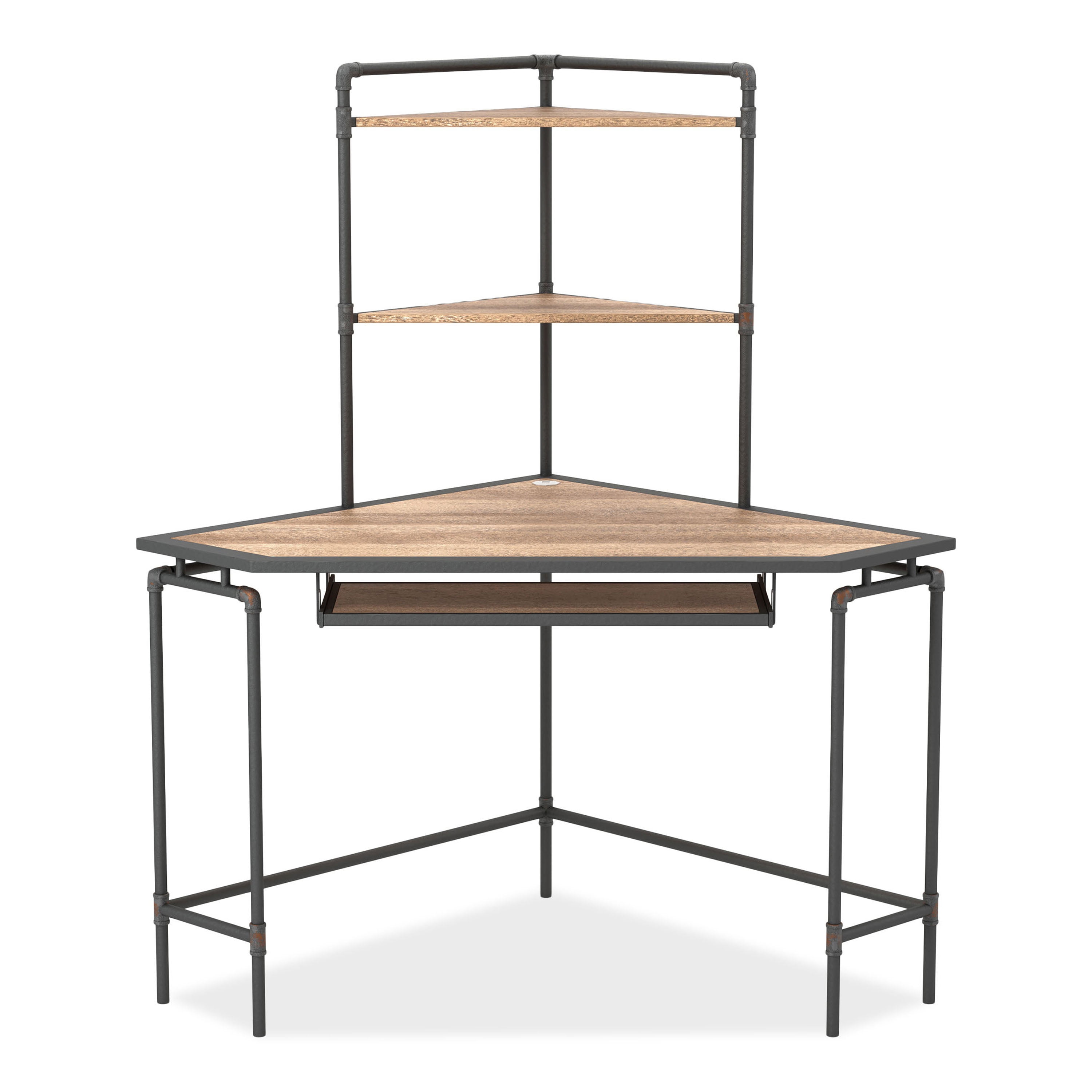 Furniture of America Stod Corner Desk with USB Plug, Black and Copper