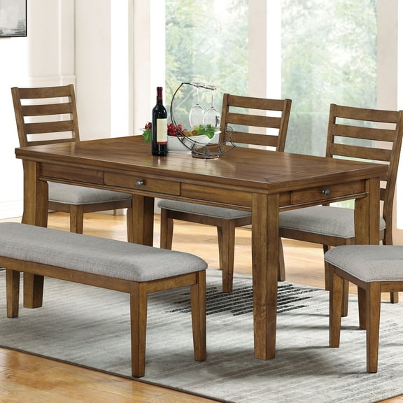 Furniture of America Stouts 60" 4-Drawer Dining Table, Walnut