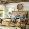 thumbnail image 1 of Furniture of America Stratford Solid Wood King Panel Bed, Natural Oak, 1 of 12