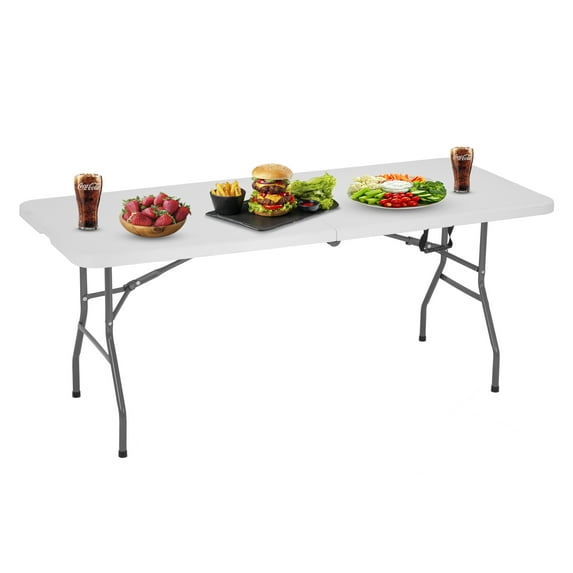 Furniture of America Sun Indoor Outdoor Folding Party Utility HDPE Table, White