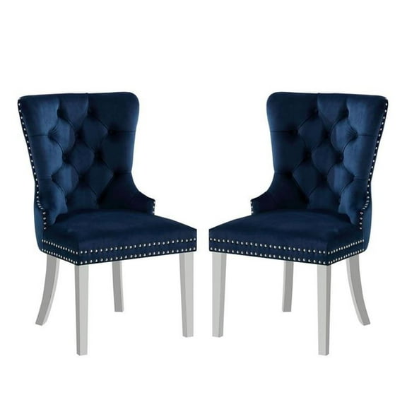Furniture of America Swata Fabric Tufted Dining Chair in Blue (Set of 2)