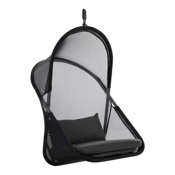Furniture of America Sway UV-Resistant Foldable Patio Swing Chair with Cushions, Black