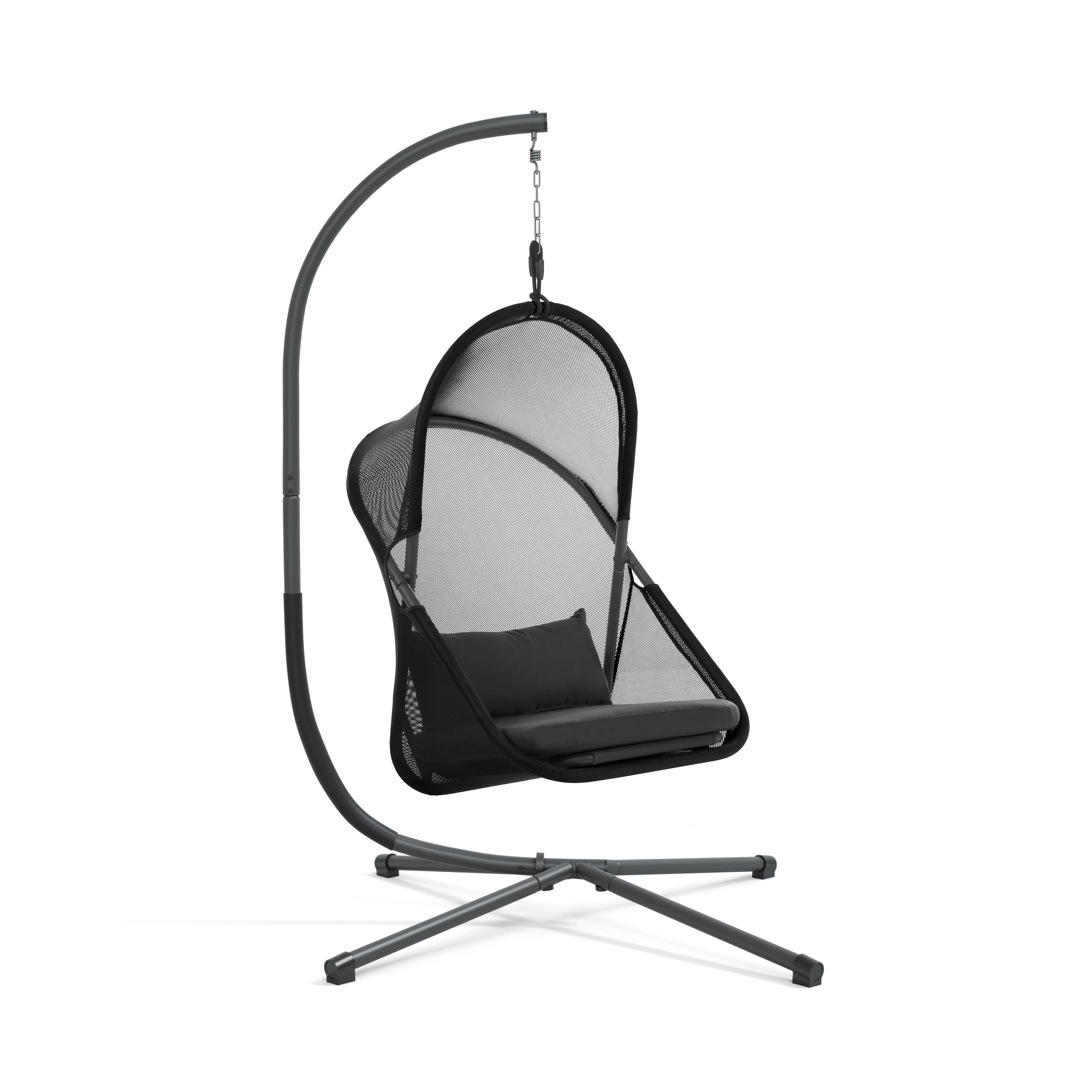 Furniture of America Sway UV-Resistant Foldable Patio Swing Chair with Stand, Black