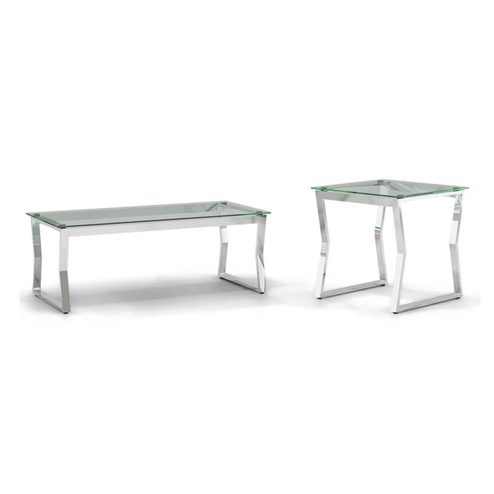 Syann Chrome and Glass 2-Piece Coffee Table Set
