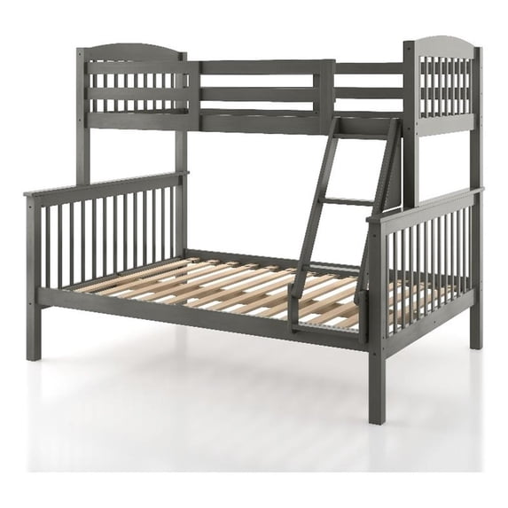 Furniture of America Tales Wood Twin over Full Bunk Bed with Ladder in Gray