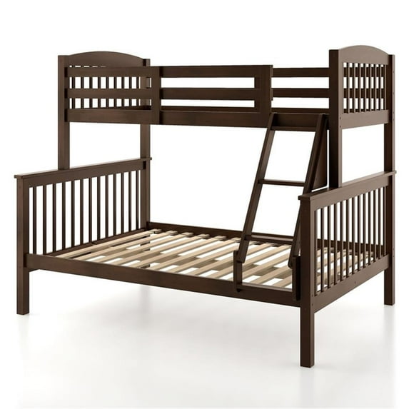 Furniture of America Tales Wood Twin over Full Bunk Bed with Ladder in Merlot