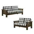 thumbnail image 1 of Furniture of America Tally 2-Piece Brown Wood and Plaid Sofa and Loveseat Set, 1 of 11