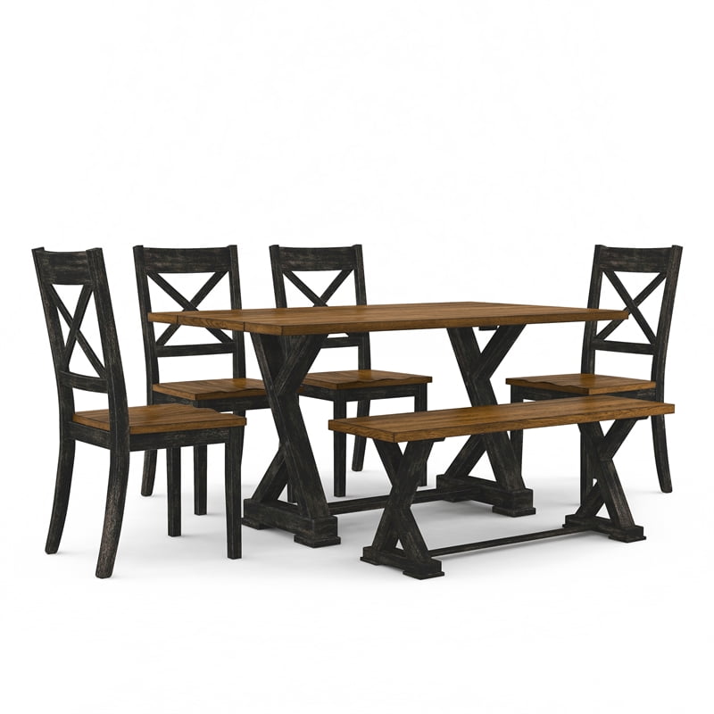 Furniture of America Tally Wood 6Piece Dining Set in Antique Gray