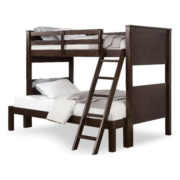 Furniture of America Tam Transitional Wood Twin over Full Bunk Bed in Walnut