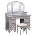 thumbnail image 1 of Furniture of America Tamarah Traditional 3-Piece Makeup Wood Vanity Set in Silver Finish, 1 of 5