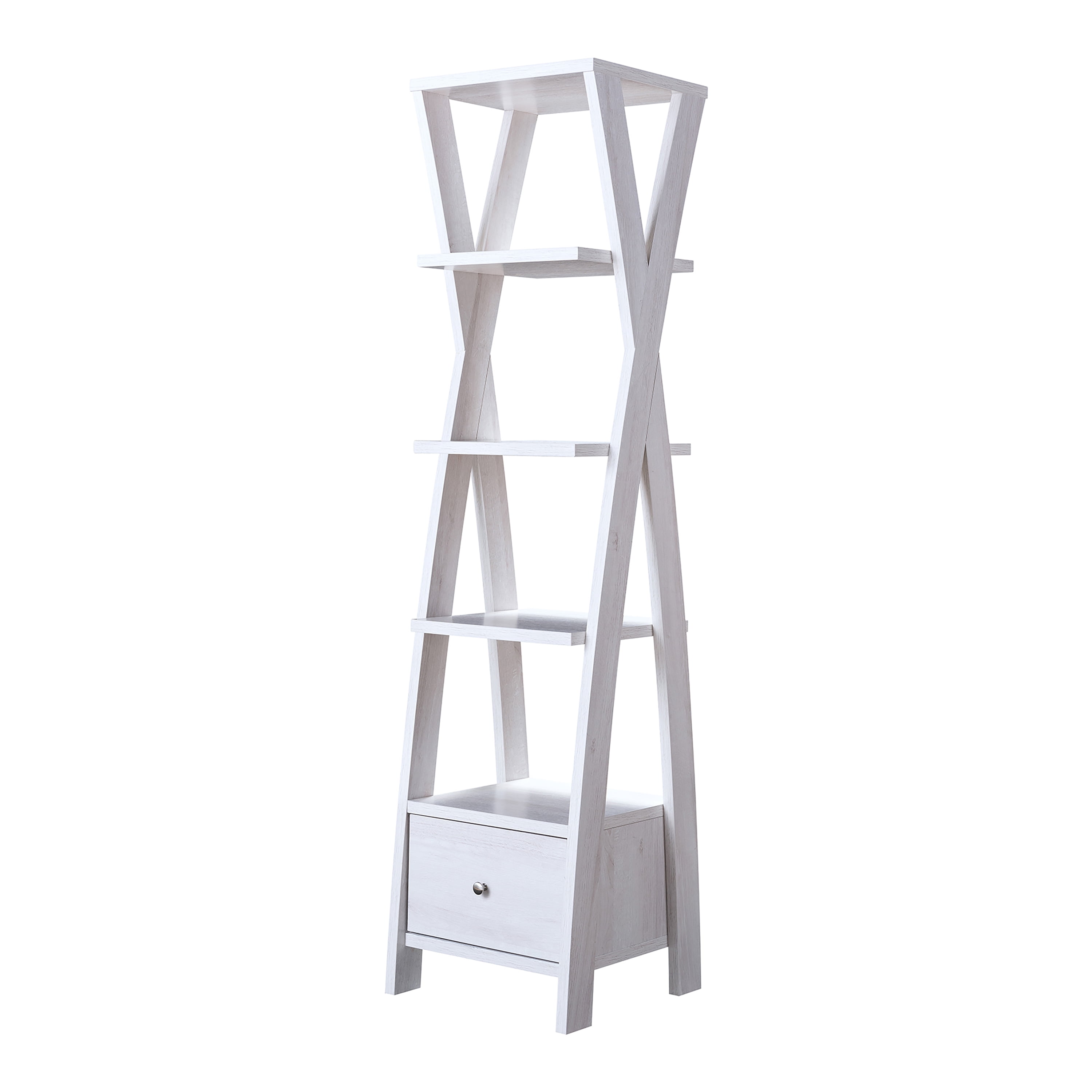 Furniture of America Tanan Wood Multi-Storage Bookcase, White Oak