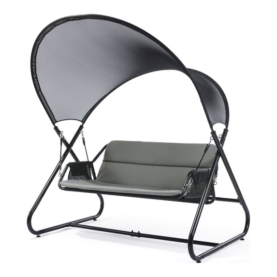 Furniture of America Tandor UV-Resistant Patio Cushioned 2-Seater Swing Chair, Black