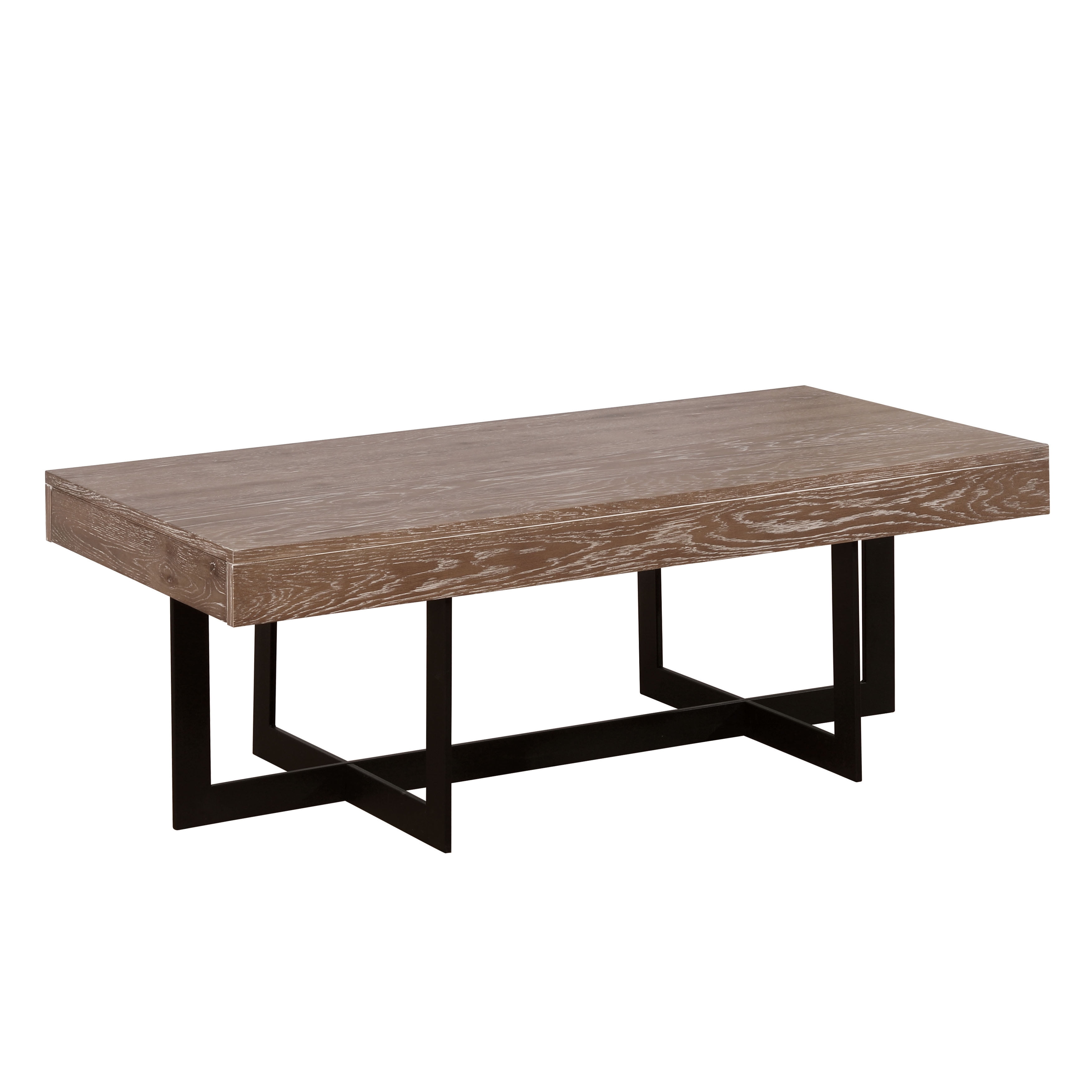 Furniture of America Tanmer Coffee Table, Gray Wash and Sand Black