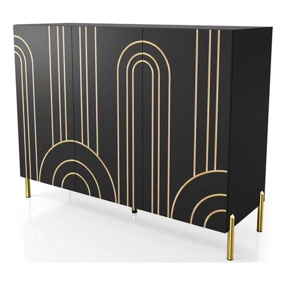 Furniture of America Taos Black Wood Buffet Console Sideboard Cabinet ...