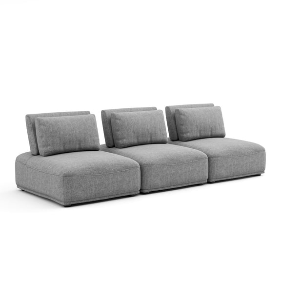 Furniture of America Tatiana Chenille 3-Seater Modular Sectional Sofa with Adjustable Backrest