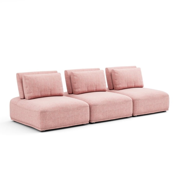 Furniture of America Tatiana Chenille 3-Seater Modular Sectional Sofa with Adjustable Backrest
