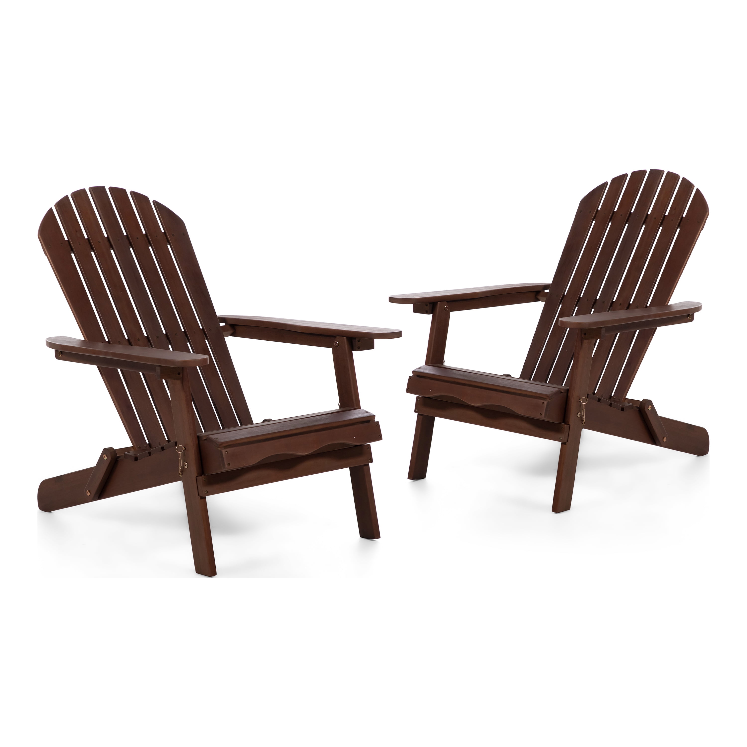 Furniture of America Taylor Wood Foldable Patio Adirondack Chair, Set of 2, Dark Brown