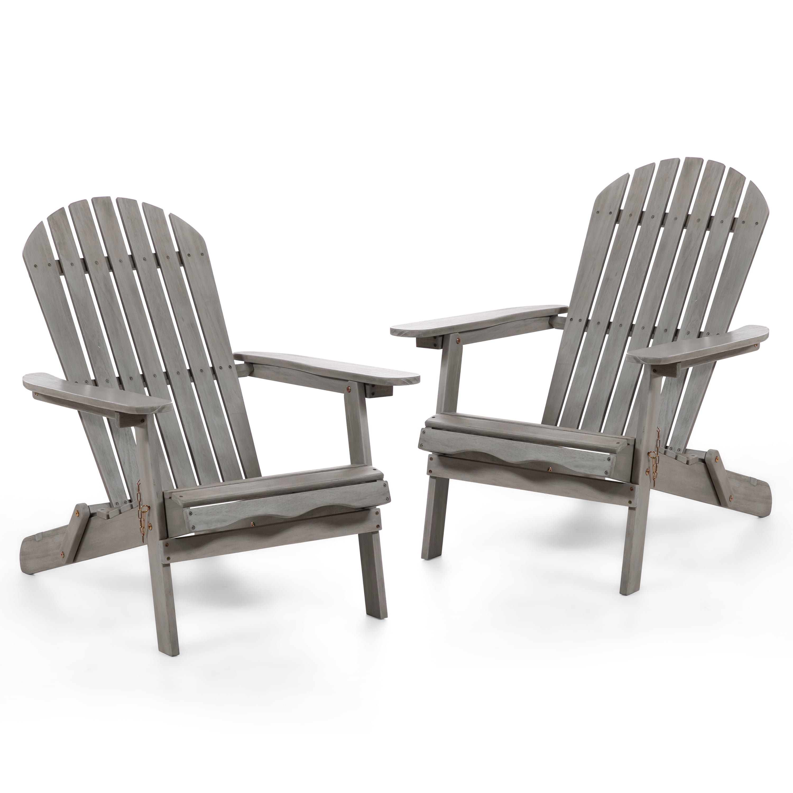 Furniture of America Taylor Wood Foldable Patio Adirondack Chair, Set of 2, Gray