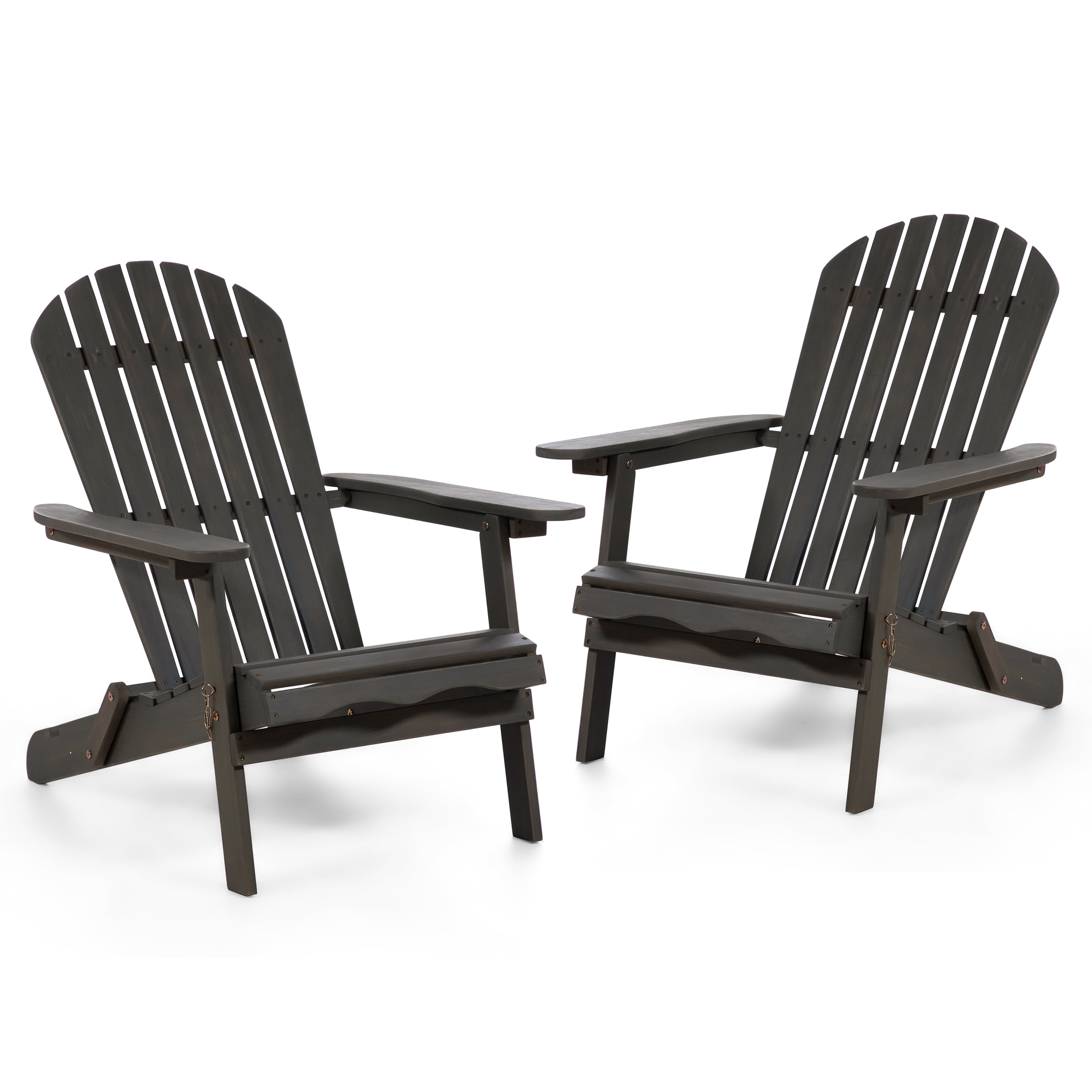 Furniture of America Taylor Wood Foldable Patio Adirondack Chair, Set of 2, Weathered Gray