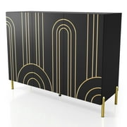 Furniture of America Taz Black Wood Credenza Console Sideboard Cabinet for Livingroom