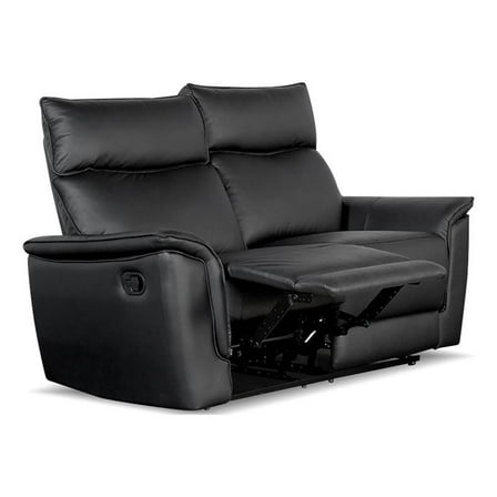 Furniture of America Telimate Leather Padded Reclining Loveseat in Black